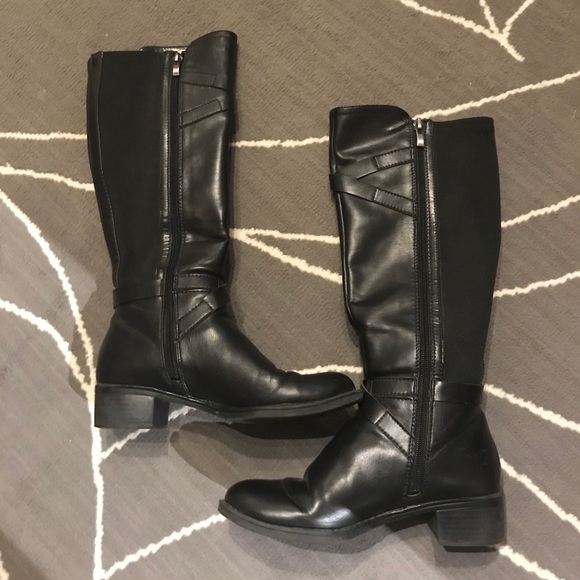 Black Leather Franco Sarto Riding Boots - Picture 3 of 6